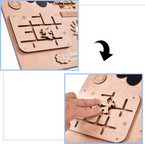 KIK Tablica manipulacyjna drewniana różowy zegar 75x50cm 12