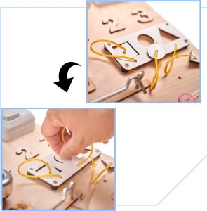 KIK Tablica manipulacyjna drewniana różowy zegar 75x50cm 13