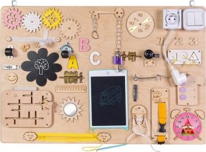 KIK Tablica manipulacyjna drewniana różowy zegar 75x50cm 2