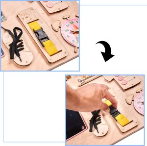 KIK Tablica manipulacyjna drewniana różowy zegar 75x50cm 10