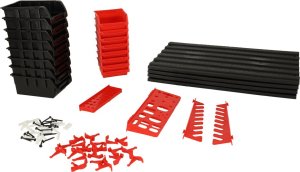 KIK Organizer ścienny warsztatowy garażowy ścianka narzędziowa półki uchwyty haczyki wieszaki pojemniki 48x21x1 cm 3