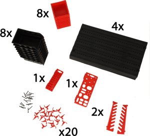 KIK Organizer ścienny warsztatowy garażowy ścianka narzędziowa półki uchwyty haczyki wieszaki pojemniki 48x21x1 cm 4