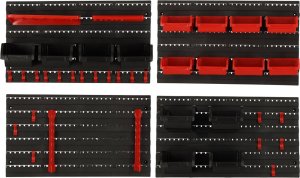 KIK Organizer ścienny warsztatowy garażowy ścianka narzędziowa półki uchwyty haczyki wieszaki pojemniki 48x21x1 cm 5