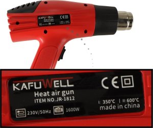 KIK KAFUWELL Opalarka elektryczna z regulacją temperatury 0-600 st. C + 4 wymienne końcówki 1600W 2