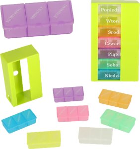 KIK Pudełko organizer na leki na tabletki kasetka 7 dni 3 pory dnia 4 języki 2