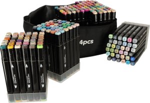 KIK Markery dwustronne alkoholowe w etui 204 + podstawka 3