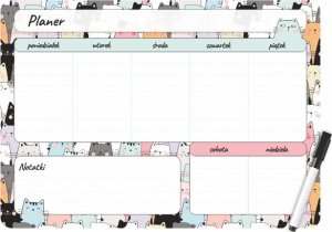 Biurfol Planer na lodówkę magnetyczny tygodniowy 25x35cm + marker koty BIURFOL 2