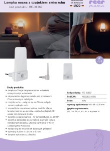 Lampki choinkowe Reer Lampka nocna led czujnik zmierzchu ruchu REER 12