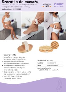 Reer Szczotka do masażu ciała na sucho antycellulitowa włosie dzika REER 10