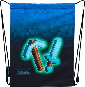 Astra Worek plecak Minecraft na buty obuwie kapcie Blue Pixel 33x40cm ASTRABAG 1