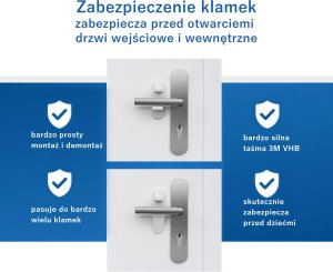 Reer Zabezpieczenie zamknięcie blokada klamki drzwi samoprzylepne taśma 3M REER 3