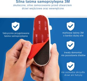 Reer Zabezpieczenie zamknięcie blokada klamki drzwi samoprzylepne taśma 3M REER 6