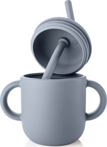Reer Kubek silikonowy niewysypek ze słomką pokrywką na przekąski 2w1 180ml REER 14