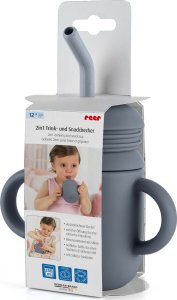 Reer Kubek silikonowy niewysypek ze słomką pokrywką na przekąski 2w1 180ml REER 16