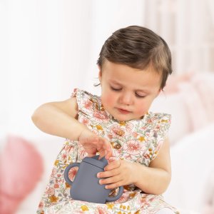 Reer Kubek silikonowy niewysypek ze słomką pokrywką na przekąski 2w1 180ml REER 9