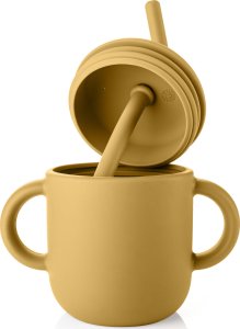 Reer Kubek silikonowy niewysypek ze słomką pokrywką na przekąski 2w1 180ml REER 13