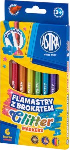 Astra Brokatowe flamastry mazaki pisaki z brokatem 6 kolorów ASTRA 2
