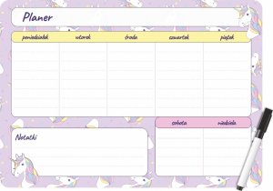 Biurfol Planer na lodówkę magnetyczny tygodniowy 25x35cm +marker unicorn jednorożec 2