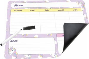 Biurfol Planer na lodówkę magnetyczny tygodniowy 25x35cm +marker unicorn jednorożec 3