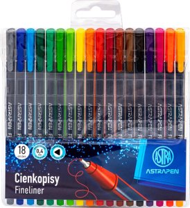 Astra Cienkopisy trójkątne kolorowe fineliner do rysowania 0,4mm 18szt ASTRA 2
