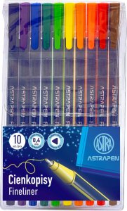 Astra Cienkopisy trójkątne kolorowe fineliner do rysowania 0,4mm 10szt ASTRA 2