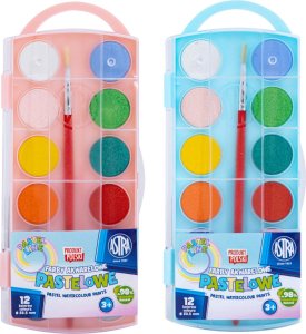 Astra Farby akwarelowe pastelowe wodne 23,5mm 12kol + pędzel ASTRA 2