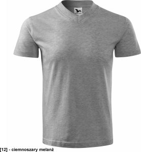 MALFINI V-neck 102 - ADLER - Koszulka unisex, 160 g/m2 - ciemnoszary melanż S 1