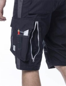 Ardon URBAN  szorty spodenki 65 % poliester, 35 % bawełna, canvas, ok. 270 g/m2 Tabiflex - stretch, 10 kieszeni   na - czarny H6537 44 4