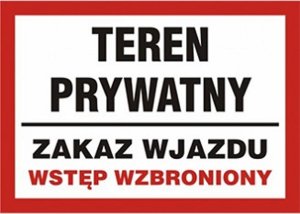 PROCERA PB173DJPN - ZNAK TEREN PRYWATNY - ZAKAZ WJAZDU - WSTĘP WZBRONIONY 1