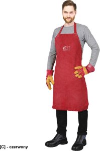 Weldoy WY-FSB - fartuch spawalniczy skórzany przedni, zakładany na szyję, - czerwony - 60X90 cm. uni (60x90) 2