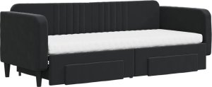 vidaXL Sofa rozsuwana z szufladami, czarna, 80x200 cm, aksamit 3