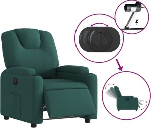 vidaXL Elektryczny fotel rozkładany, ciemnozielony, obity tkaniną 6