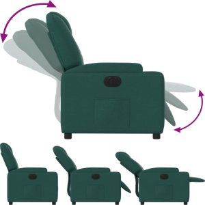 vidaXL Elektryczny fotel rozkładany, ciemnozielony, obity tkaniną 7