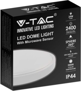 Lampa sufitowa V-TAC Plafon V-TAC 24W LED Okrągły 35cm Natynkowy Pilot Czujnik Ruchu IP44 Biały VT-8624S 3000K 2500lm 14