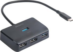 HUB USB Deltaco USB-C šakotuvas DELTACO, 5 Gbps, 4x USB-A, juodas / USBC-HUB203 / 1902428 2