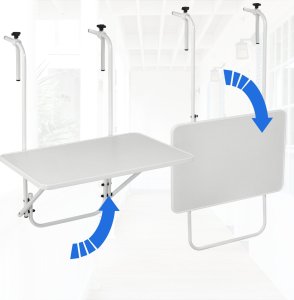 Kadax Stół Stolik Balkonowy Składany Wiszący Metal Biały 2