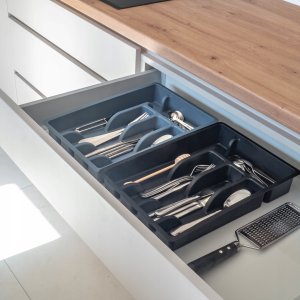 Kadax KADAX Wkład Do Szuflady Plastikowy Organizer sztućce Kuchenny Ciemny Szary 4