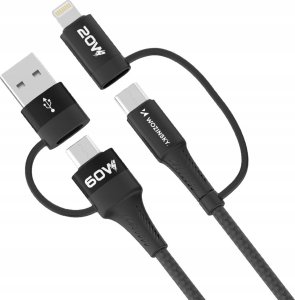 Kabel USB Wozinsky USB-A - 2x USB-C + Lightning 1 m Czarny (5907769308819) 1