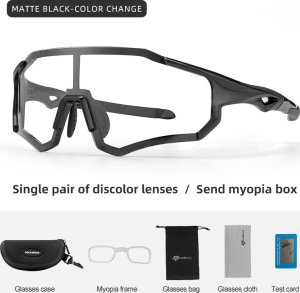RockBros Okulary rowerowe fotochromowe z ramką i filtrami UV 400 UVA i UVB czarne ROCKBROS 1