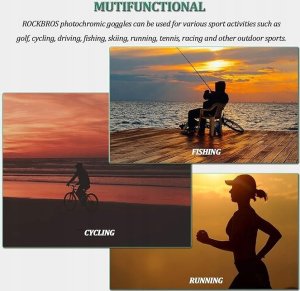 RockBros Okulary rowerowe fotochromowe z ramką i filtrami UV 400 UVA i UVB czarne ROCKBROS 22