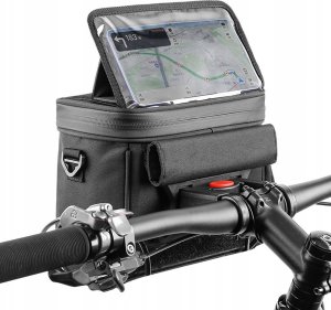 Triton Torba rowerowa na kierownicę do nawigacji z paskiem na ramię czarna WOZINSKY 18