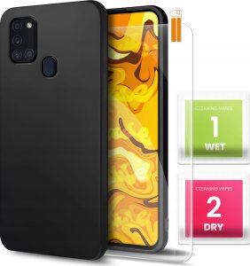 Hello Case Etui do Samsung Galaxy A21S (Czarne, Matowe, Obudowa, Silikon) SZKŁO 1