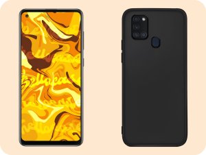 Hello Case Etui do Samsung Galaxy A21S (Czarne, Matowe, Obudowa, Silikon) SZKŁO 4