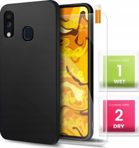 Hello Case Etui do Samsung Galaxy A40 (Czarne, Matowe, Obudowa Slim, Silikon) SZKŁO 1