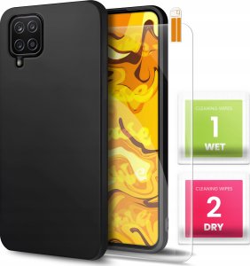 Hello Case Etui do Samsung Galaxy A12 (Czarne, Matowe, Obudowa Slim, Silikon) SZKŁO 1