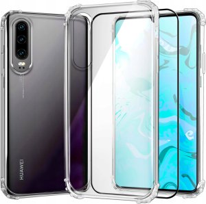 Hello Case Etui do Huawei P30 (Pancerne, Silikonowe, Przezroczyste) Szkło Pełne 5D 1