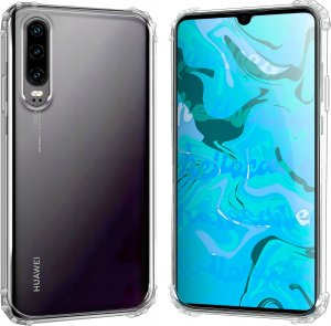 Hello Case Etui do Huawei P30 (Pancerne, Silikonowe, Przezroczyste) Szkło Pełne 5D 3