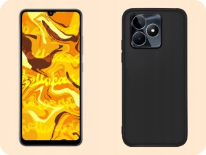 Hello Case Etui do Realme C53 (Czarne, Matowe, Obudowa Slim, Silikon) SZKŁO 9H 4