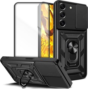 Hello Case ETUI PANCERNE DO SAMSUNG GALAXY S21 FE CZARNE OBUDOWA ARMOR HOLDER SZKŁO 1