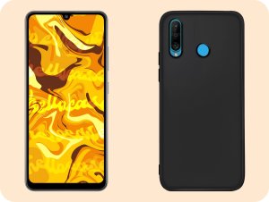 Hello Case Etui do Huawei P30 Lite (Czarne, Matowe, Slim, Silikon) SZKŁO 9H 4